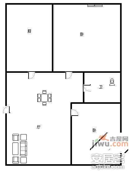 朱辛庄小区2室1厅1卫100㎡户型图