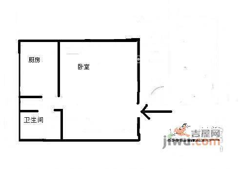 龙兴园西区1室0厅1卫45㎡户型图