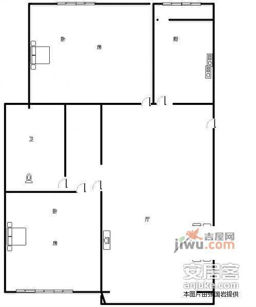 龙城花园2室1厅1卫70㎡户型图