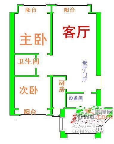 东村家园2室2厅1卫102㎡户型图