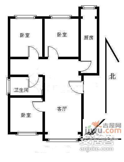 龙博苑3室1厅1卫118㎡户型图