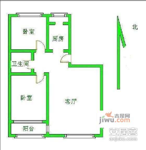 龙锦苑二区2室1厅1卫168㎡户型图