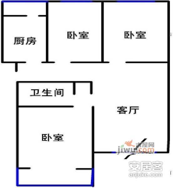 龙锦苑二区3室2厅1卫185㎡户型图