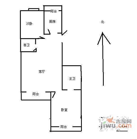 冠庭园2室2厅2卫116㎡户型图