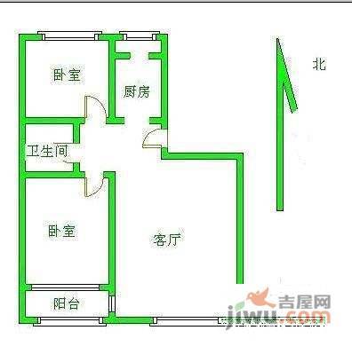 龙跃苑2室1厅1卫107㎡户型图