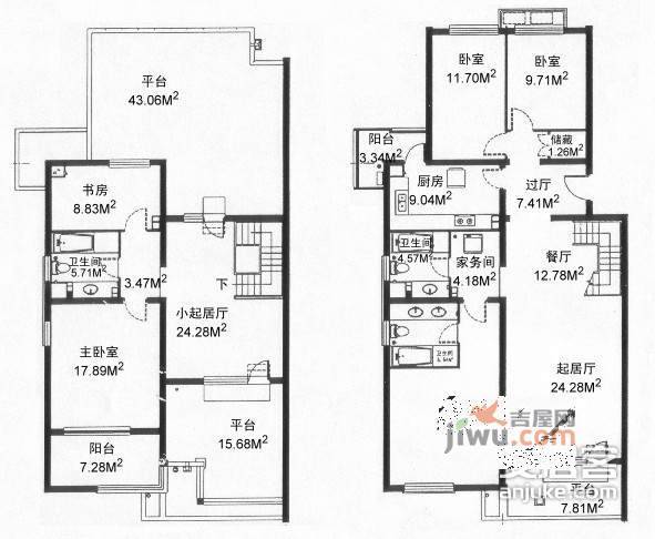 龙跃苑5室2厅3卫237㎡户型图