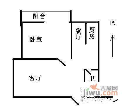 龙跃苑1室1厅1卫户型图