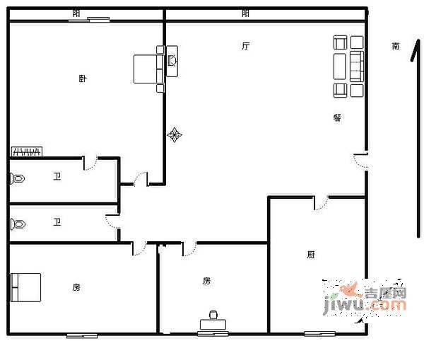 通达园3室2厅2卫195㎡户型图