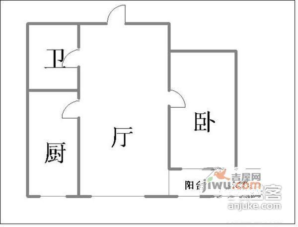 广成大厦1室1厅1卫45㎡户型图