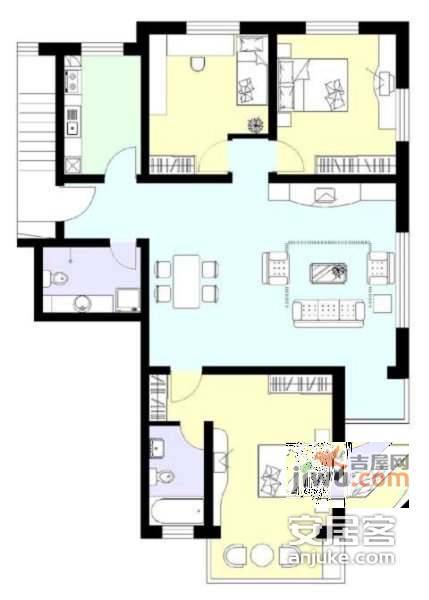 智汇润池讲礼新村3室2厅2卫156㎡户型图