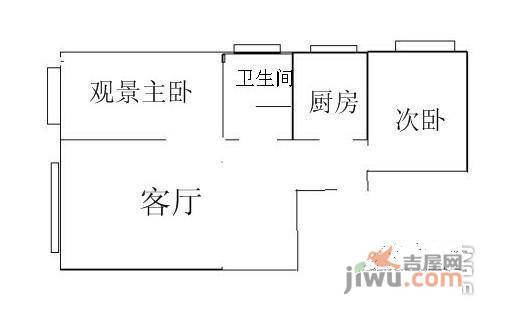 潮白人家2室2厅1卫90㎡户型图