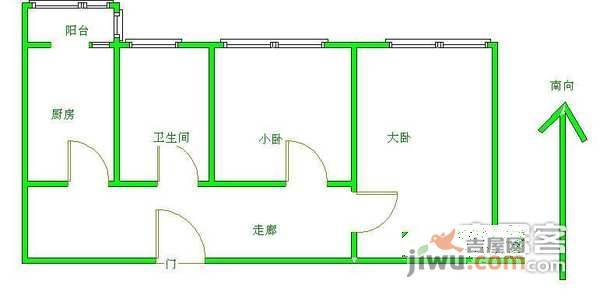 玉林西里社区2室1厅1卫64㎡户型图