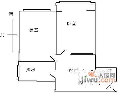 椿树园小区2室1厅1卫99㎡户型图