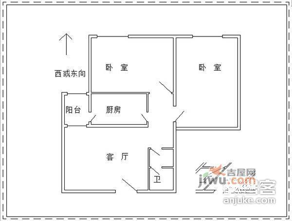 椿树园小区2室1厅1卫99㎡户型图