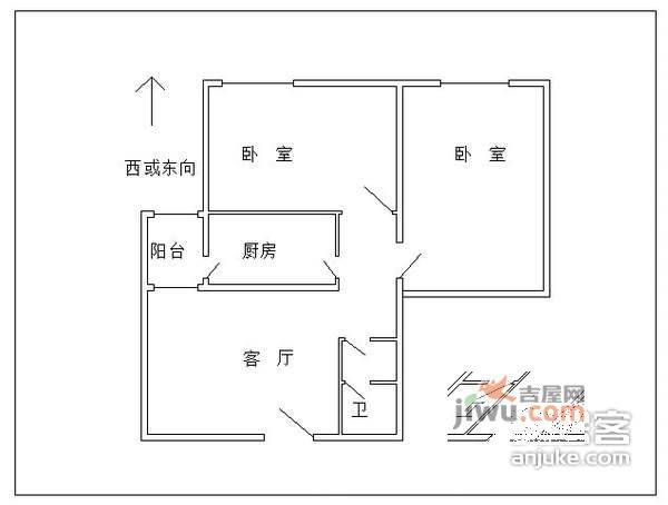 椿树园小区2室1厅1卫99㎡户型图