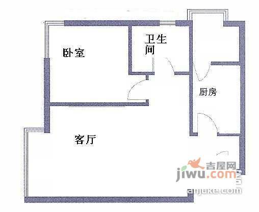 枫桦豪景1室1厅1卫66㎡户型图