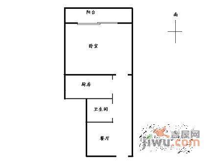 南纬路1室1厅1卫46㎡户型图