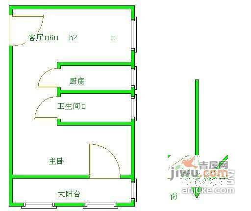 双槐里小区1室1厅1卫50㎡户型图