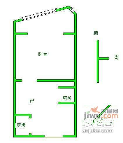 双槐里小区1室1厅1卫50㎡户型图