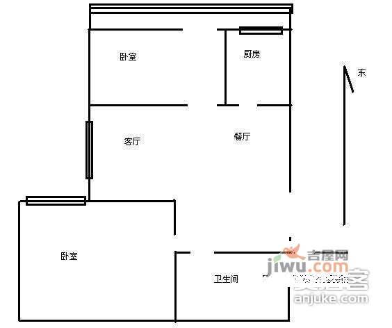 祥和家苑2室2厅1卫88㎡户型图