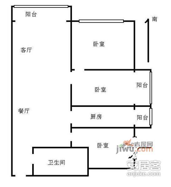 东华金座3室2厅2卫户型图