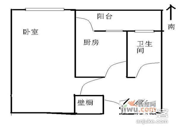 常青藤1室1厅1卫70㎡户型图