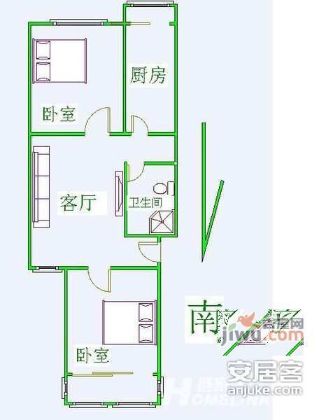 常青藤2室1厅1卫户型图