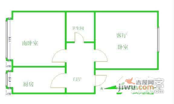 马连道5号院2室1厅1卫64㎡户型图