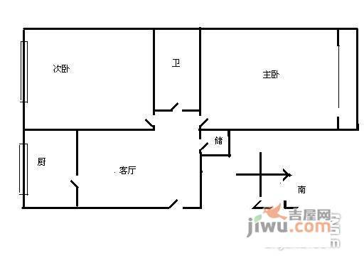 三义里2室1厅1卫82㎡户型图