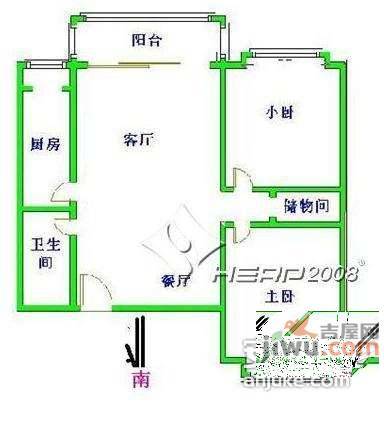 丽阳四季2室1厅1卫96㎡户型图