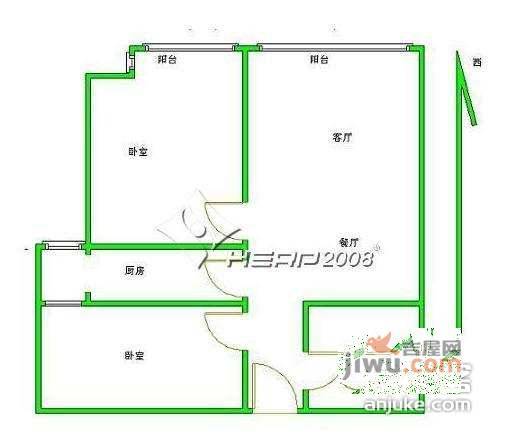 丽阳四季2室1厅1卫96㎡户型图