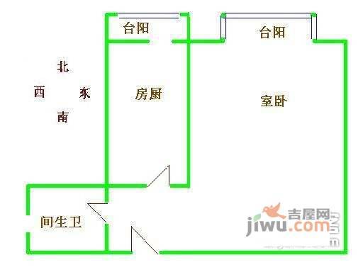 信和嘉园1室1厅1卫50㎡户型图