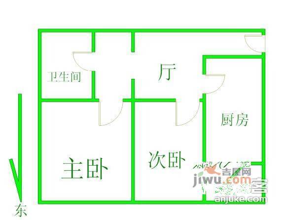 格调小区2室1厅1卫109㎡户型图