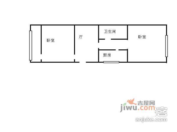 南菜园24号院2室1厅1卫58㎡户型图