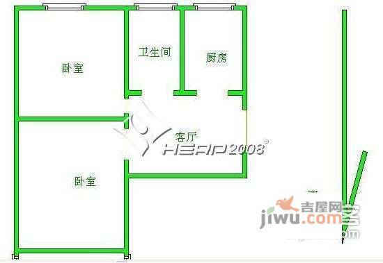 枣林西里2室1厅1卫66㎡户型图