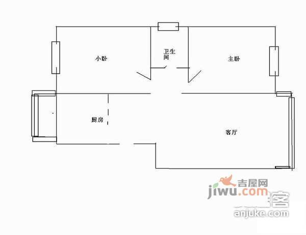 泰然居2室1厅1卫101㎡户型图