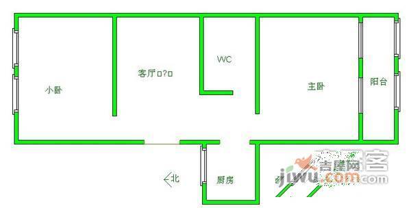 白广路东里2室1厅1卫56㎡户型图