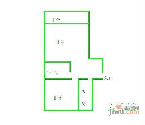 鸭子桥南里1室1厅1卫46㎡户型图