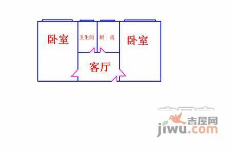 滨河里2室1厅1卫52㎡户型图