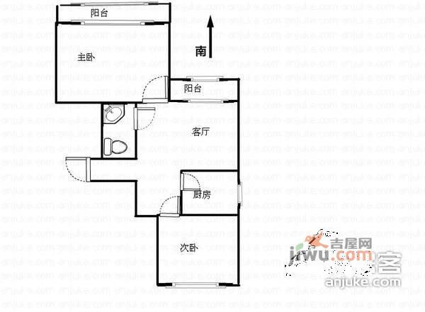 育人里小区2室1厅1卫78㎡户型图