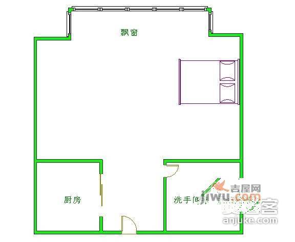 锦上国际公寓1室1厅1卫61㎡户型图