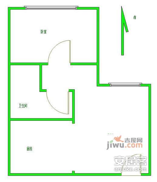 锦上国际公寓1室1厅1卫61㎡户型图