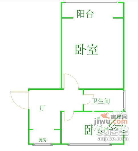 光源里2室1厅1卫51㎡户型图