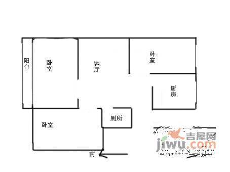 光源里3室1厅1卫68㎡户型图