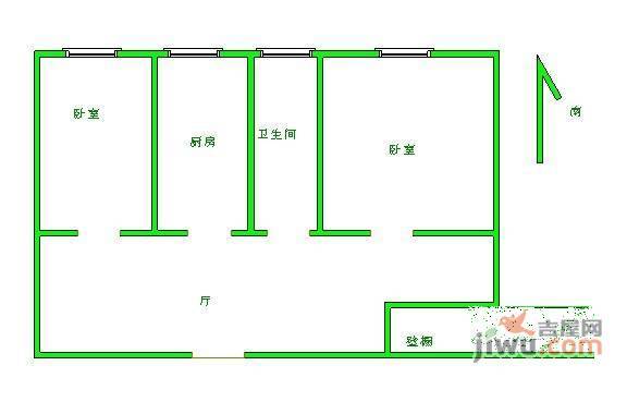 虎坊路小区2室1厅1卫51㎡户型图