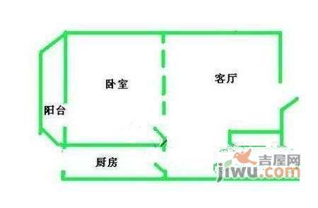 陶然亭四平原小区1室1厅1卫48㎡户型图