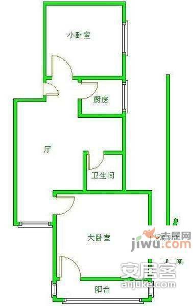 陶然亭四平原小区2室1厅1卫69㎡户型图