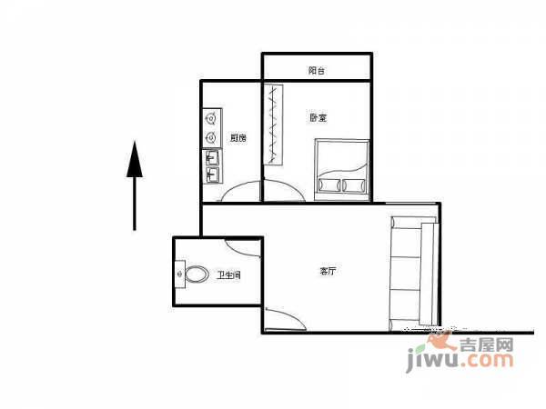 柳园小区1室1厅1卫53㎡户型图