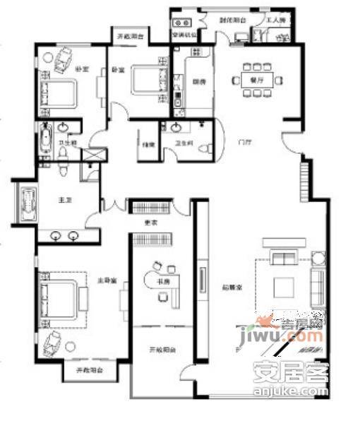 朱雀门小区4室2厅2卫380㎡户型图