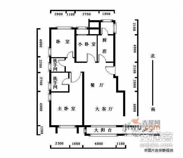 朱雀门小区3室2厅2卫900㎡户型图